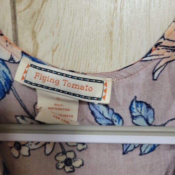 FLYING TOMATO FLoral Wrap Around Mini Ruffle Dress S - Picture 5 of 8
